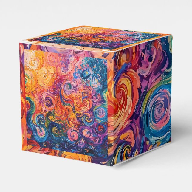 Psychedelic Swirls Oil Painting Favor Boxes (Front Side)