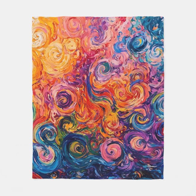 Psychedelic Swirls Oil Painting Fleece Blanket (Front)
