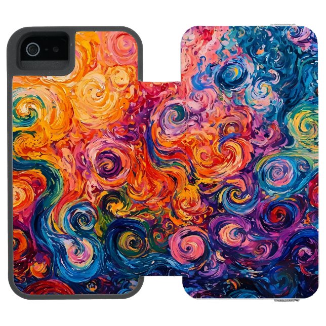 Psychedelic Swirls Oil Painting Incipio iPhone Wallet Case (Folio Open)