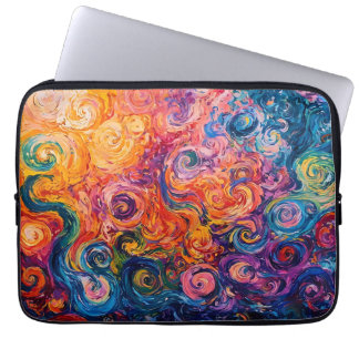 Psychedelic Swirls Oil Painting Laptop Sleeve