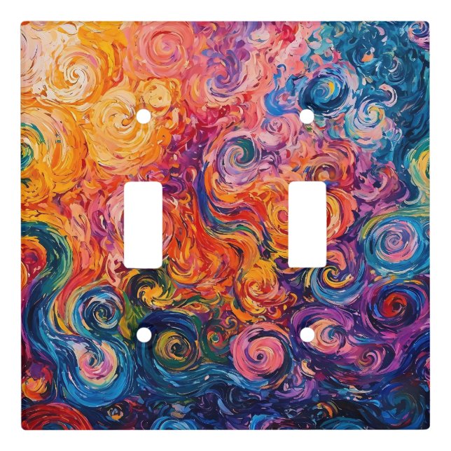 Psychedelic Swirls Oil Painting Light Switch Cover (Front)