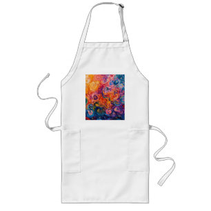 Psychedelic Swirls Oil Painting Long Apron