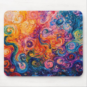 Psychedelic Swirls Oil Painting Mouse Pad
