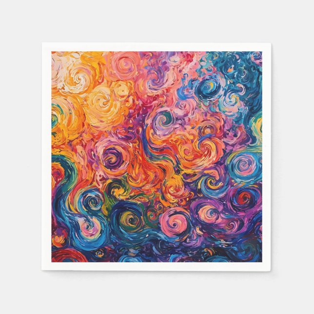 Psychedelic Swirls Oil Painting Napkins (Front)