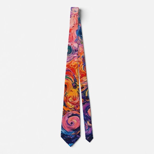 Psychedelic Swirls Oil Painting Neck Tie (Front)