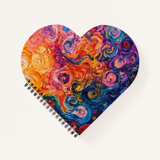Psychedelic Swirls Oil Painting Notebook (Front)