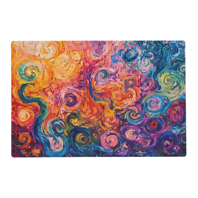 Psychedelic Swirls Oil Painting Placemat (Front)