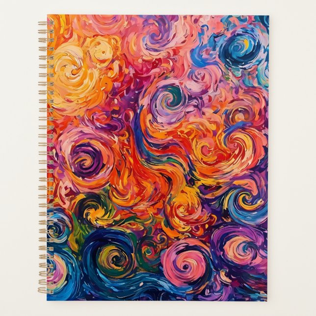 Psychedelic Swirls Oil Painting Planner (Front)