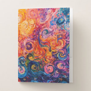 Psychedelic Swirls Oil Painting Pocket Folder