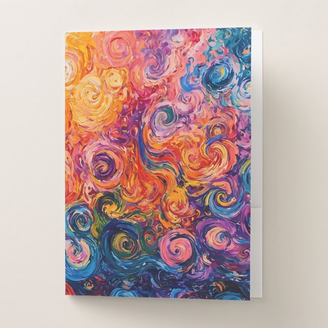 Psychedelic Swirls Oil Painting Pocket Folder (Front)