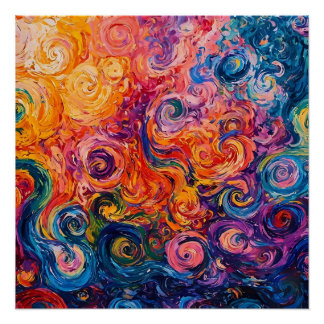 Psychedelic Swirls Oil Painting Poster