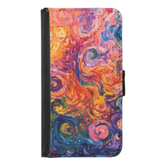 Psychedelic Swirls Oil Painting Samsung Galaxy S5 Wallet Case