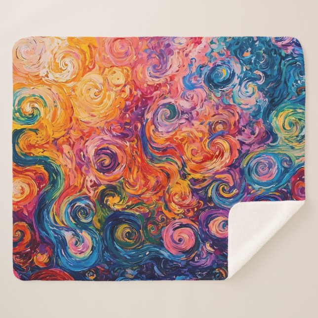 Psychedelic Swirls Oil Painting Sherpa Blanket (Front (Horizontal))