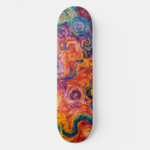 Psychedelic Swirls Oil Painting Skateboard