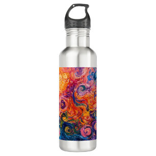 Psychedelic Swirls Oil Painting Stainless Steel Water Bottle