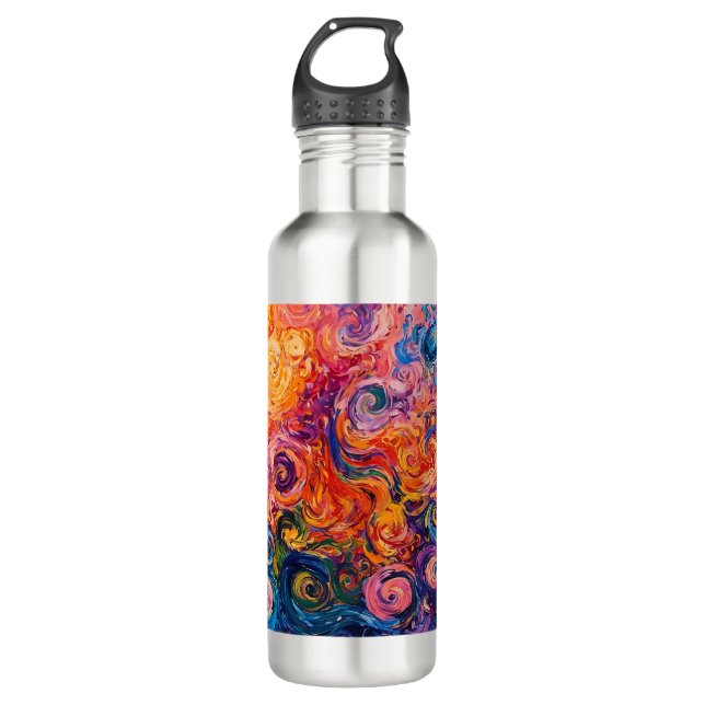 Psychedelic Swirls Oil Painting Stainless Steel Water Bottle (Front)