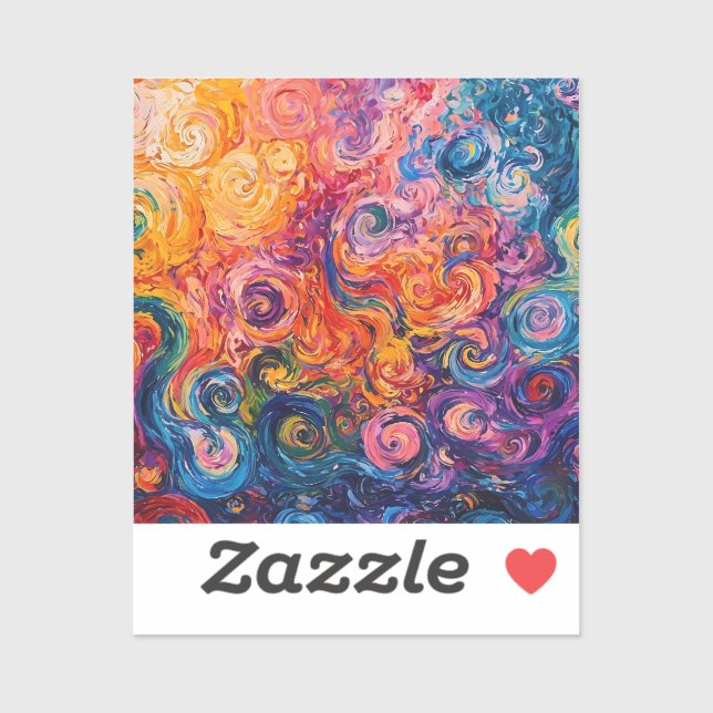 Psychedelic Swirls Oil Painting Sticker (Sheet)