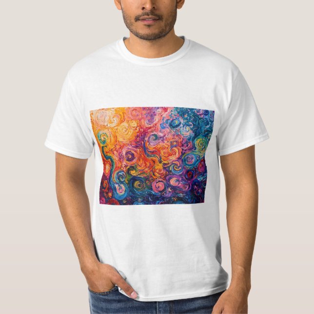 Psychedelic Swirls Oil Painting T-Shirt (Front)