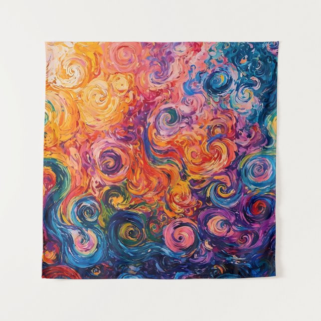 Psychedelic Swirls Oil Painting Tapestry (Front)