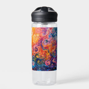 Psychedelic Swirls Oil Painting Water Bottle