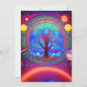 Psychedelic Synthwave Tree of Life Invitation
