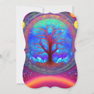 Psychedelic Synthwave Tree of Life Note Card