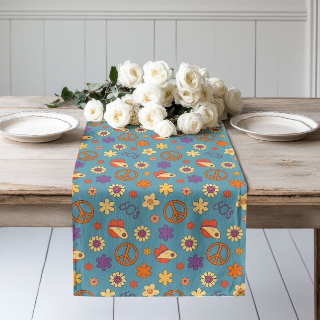 Psychedelic Table Runner Retro Pastel Mood (Psychedelic Table Runner Retro Pastel Mood)