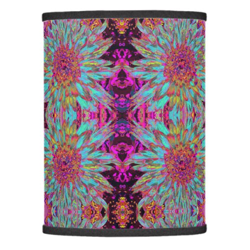 Psychedelic Teal Blue Abstract Decorative Dahlia Lamp Shade