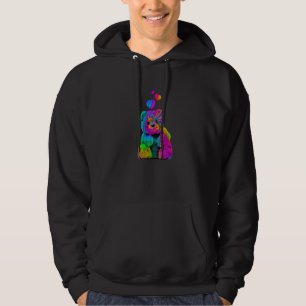 Psychedelic Teddy Bear Trippy Colorful Teddy with Hoodie