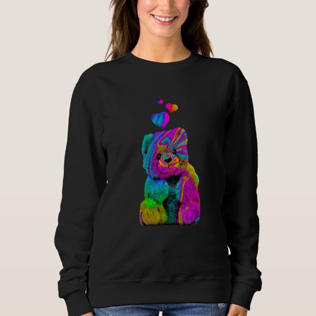 Psychedelic Teddy Bear Trippy Colorful Teddy with  Sweatshirt (Front)