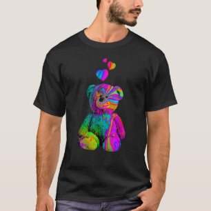 Psychedelic Teddy Bear Trippy Colorful Teddy with T-Shirt
