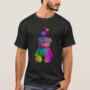 Psychedelic Teddy Bear Trippy Colorful Teddy with T-Shirt