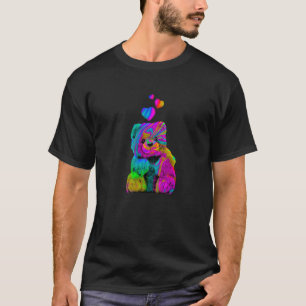 Psychedelic Teddy Bear Trippy Colorful Teddy with T-Shirt