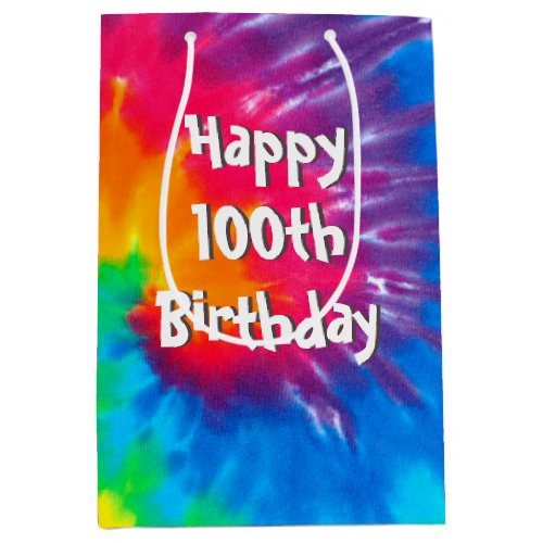 Psychedelic Tie Dye 100th Birthday  Medium Gift Bag