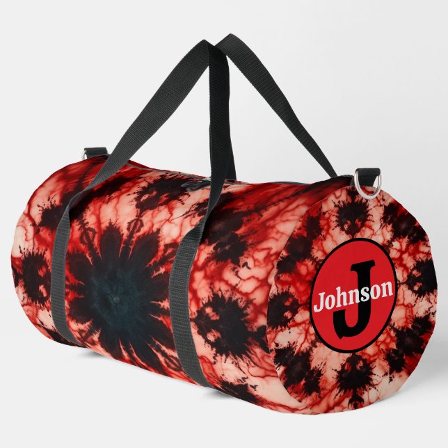 Psychedelic Tie Dye Bloom Monogram Personalized Duffle Bag (Left Corner)