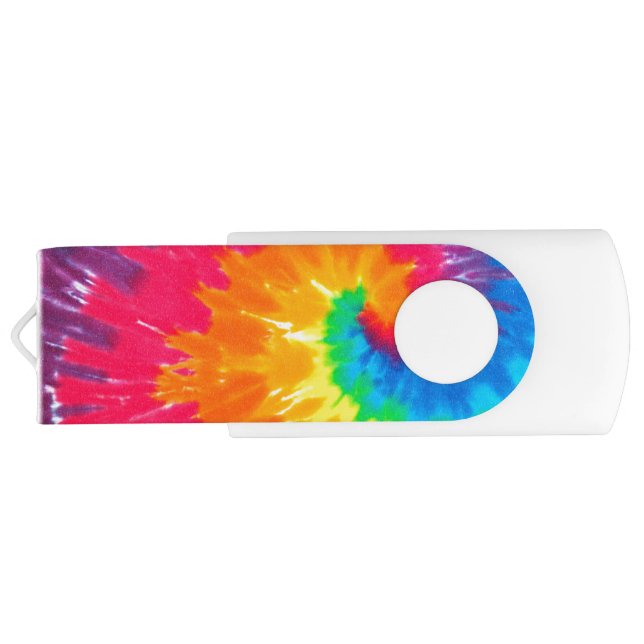 Psychedelic Tie Dye Design Flash Drive (Back)