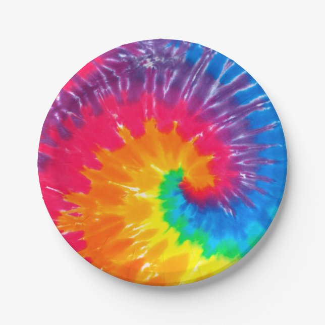 Psychedelic Tie Dye Design Paper Plates (Front)
