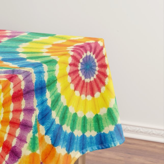 Psychedelic Tie Dye | Groovy Retro Tablecloth (In Situ)
