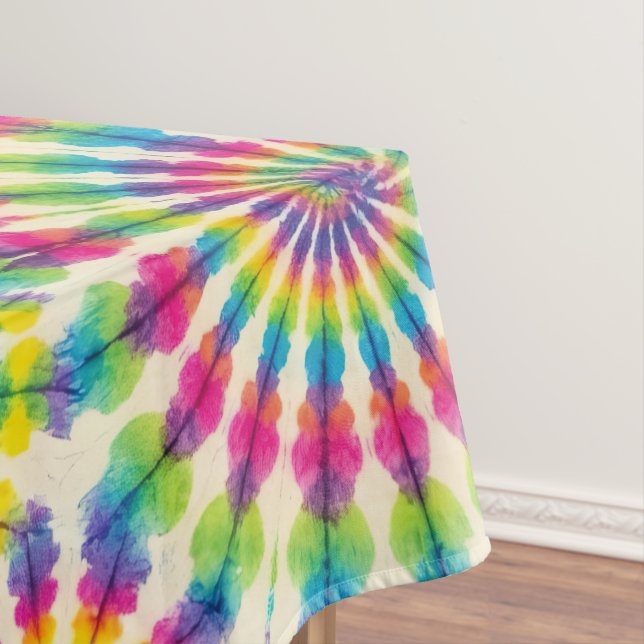 Psychedelic Tie Dye | Groovy Retro Tablecloth (In Situ)