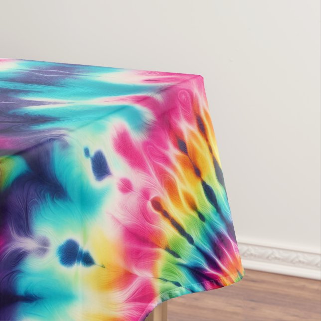 Psychedelic Tie Dye | Groovy Retro Tablecloth (In Situ)