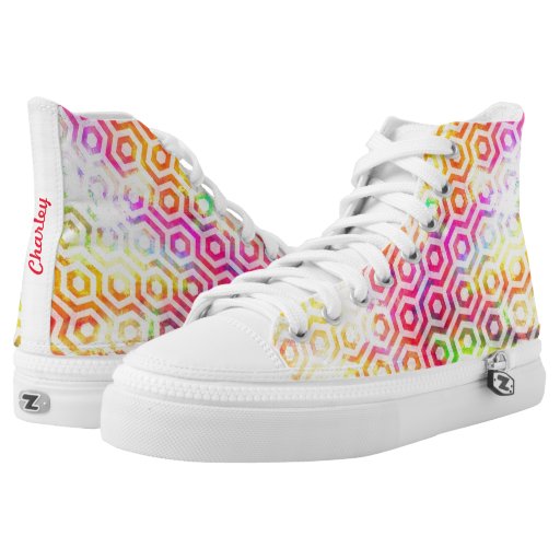 Psychedelic Tie Dye Honeycomb Pattern Printed Shoes | Zazzle