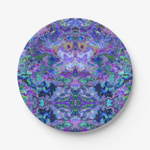 Psychedelic Tie_Dye Marble Purple Pattern Paper Plates
