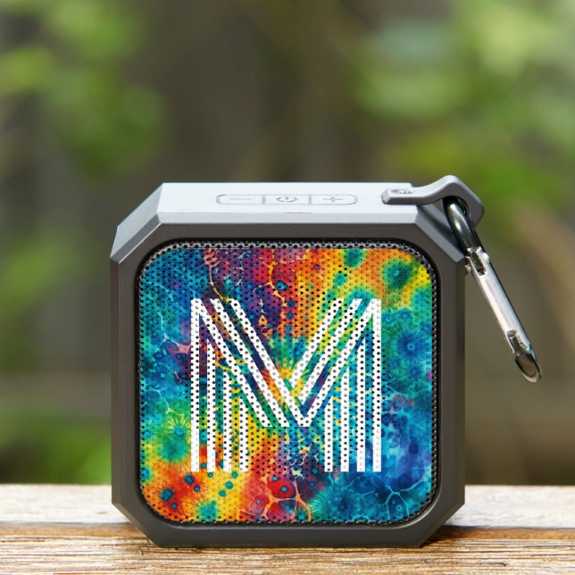Psychedelic tie dye pattern monogram initial  bluetooth speaker (Insitu(Outdoor))