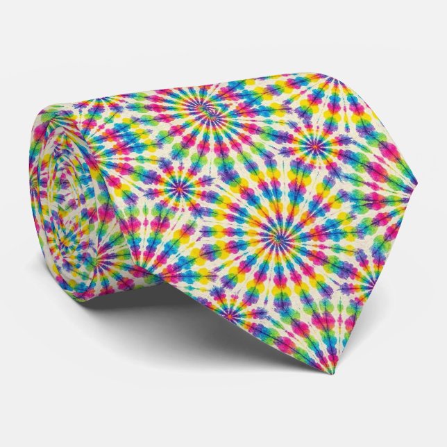 Psychedelic Tie-Dye Pattern Neck Tie (Rolled)