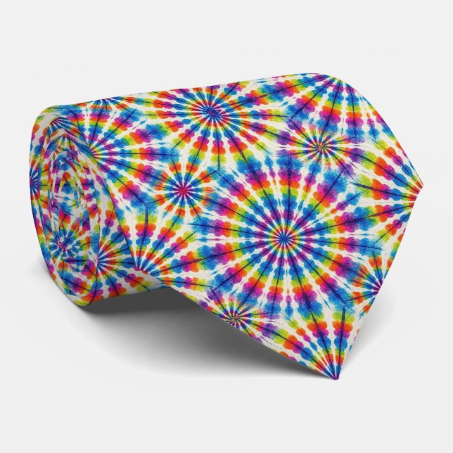 Psychedelic Tie-Dye Pattern Neck Tie (Rolled)