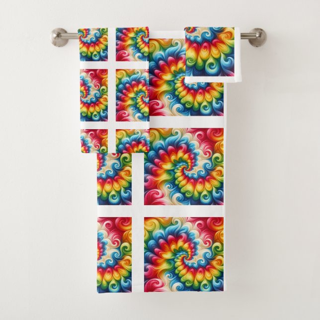 Psychedelic Tie Dye Pattern Towel Set (Insitu)