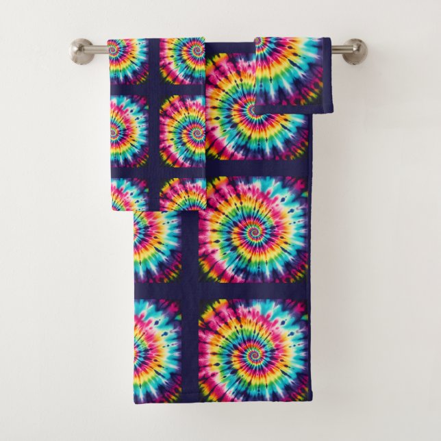 Psychedelic Tie Dye Pattern Towel Set (Insitu)