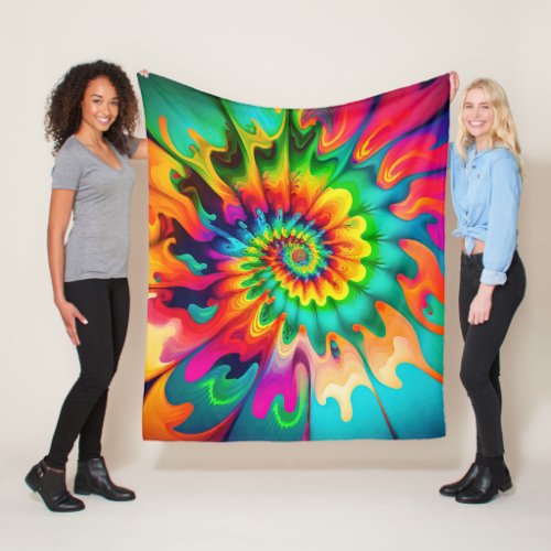 Psychedelic Tie Dye Retro Surreal Fleece Blanket