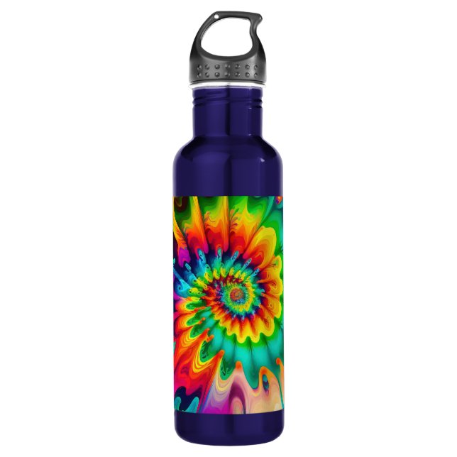 Psychedelic Tie Dye Retro Surreal Stainless Steel Water Bottle (Front)