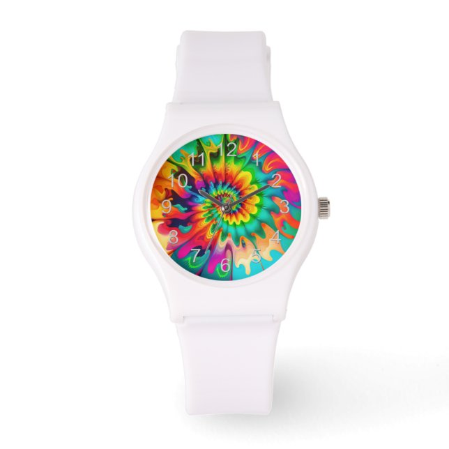 Psychedelic Tie Dye Retro Surreal Watch (Front)